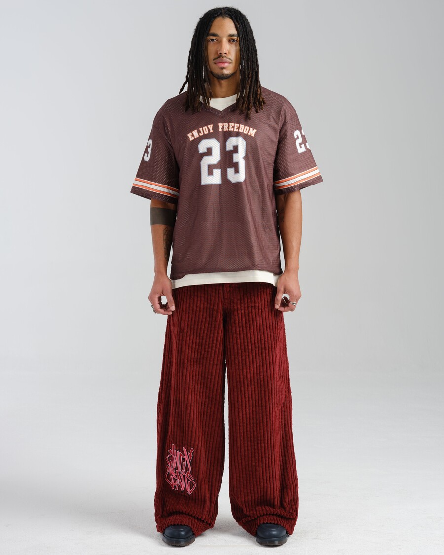 Jnco Rollin. 26". 2 Wale Corduroy. Burgundy.